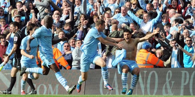 Sergio Agüero schiesst Manchester City 2012 in letzter Sekunde zum Meistertitel, Manchester City
