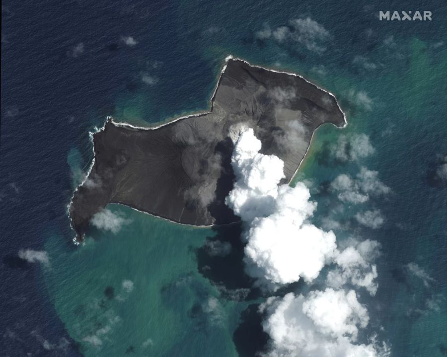 Dieses Satellitenbild zeigt den Vulkan Hunga-Tonga-Hunga-Ha'apai vor der grossen Eruption am 6. Januar 2022.