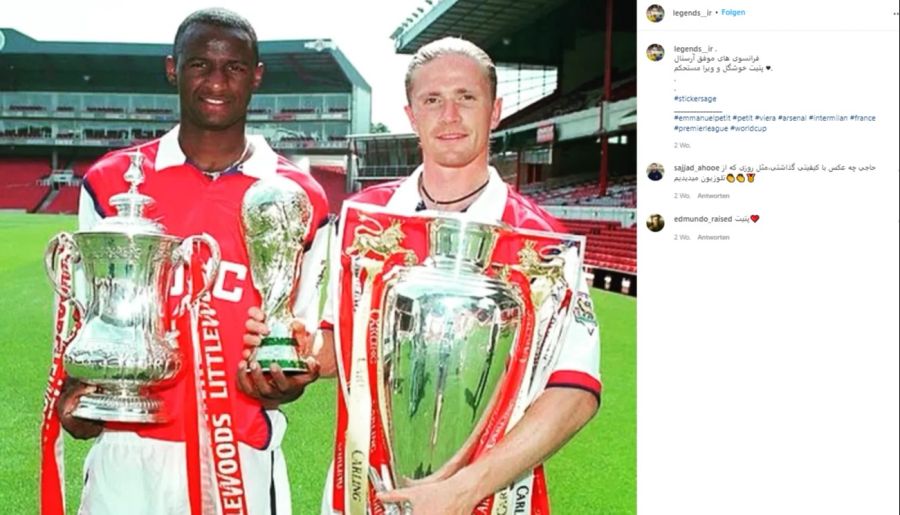 1998 wird er zudem englischer Meister mit Arsenal (hier mit Teamkollege Patrick Viera).