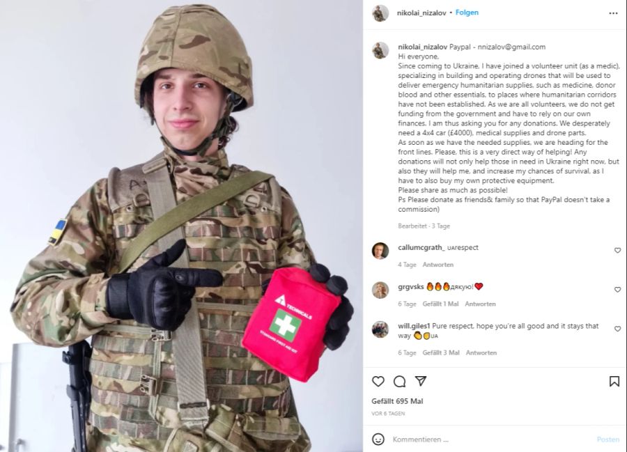 In der Ukraine wird Nikolai vor allem als Sanitäter tätig sein.