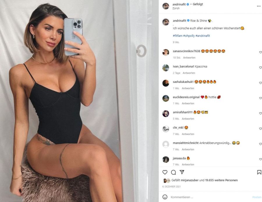 Ex-Bachelorette Andrina Santoro ist Fitness-Influencerin.