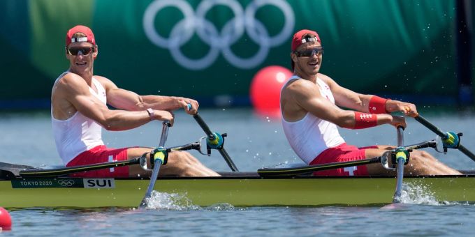 Barnabe Delarze (l.) an den Olympischen Sommerspielen in Tokio 2021. Alinghi