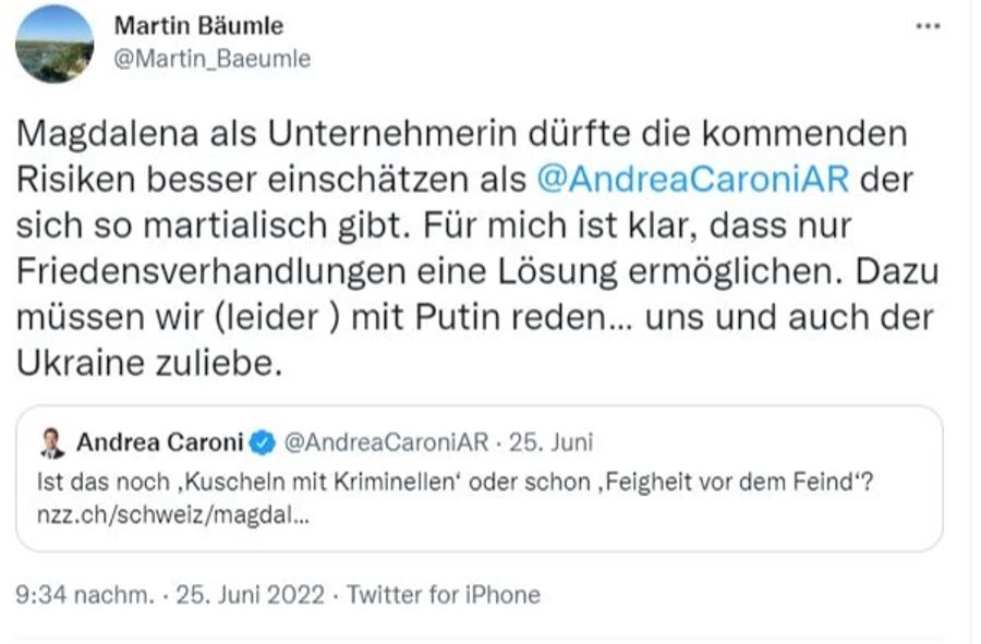 Martin Bäumle Tweet Ukraine