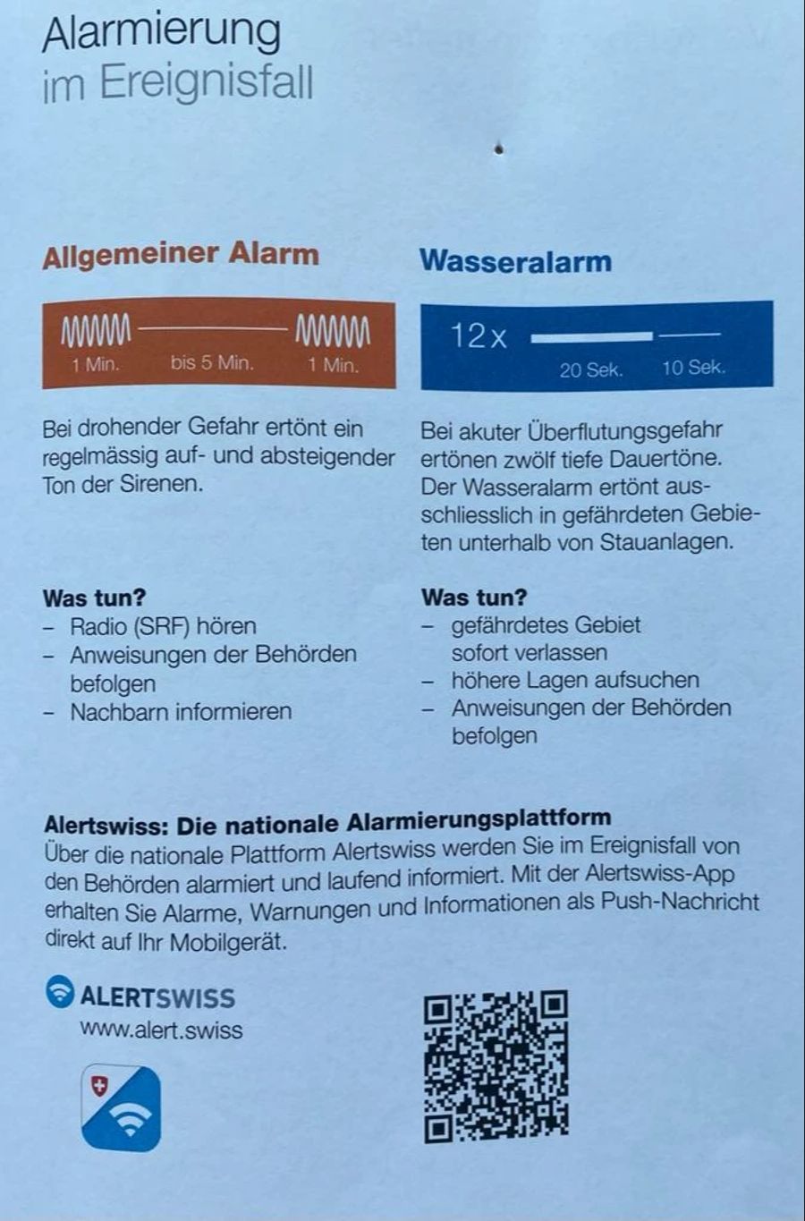 Ebenfalls findet man Antwort auf die Frage, was zu tun ist, wenn Alarm ertönt.