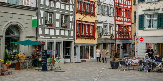 Der Grüningerplatz im Zentrum der Altstadt von St. Gallen. Der Grüningerplatz im Zentrum der Altstadt von St. Gallen.