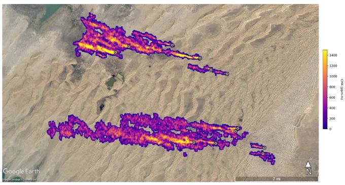 Bilder des EMIT der Abgasfahnen in Turkmenistan. Nasa EMIT