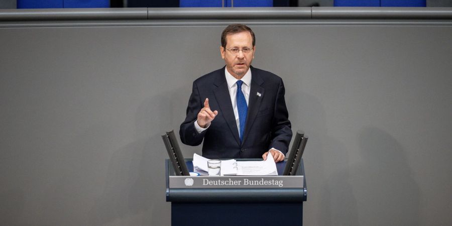 Israels Präsident Izchak Herzog bei einer Rede im Deutschen Bundestag Anfang September.