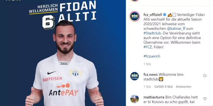 Der FCZ holt Innenverteidiger Fidan Aliti. FCZ