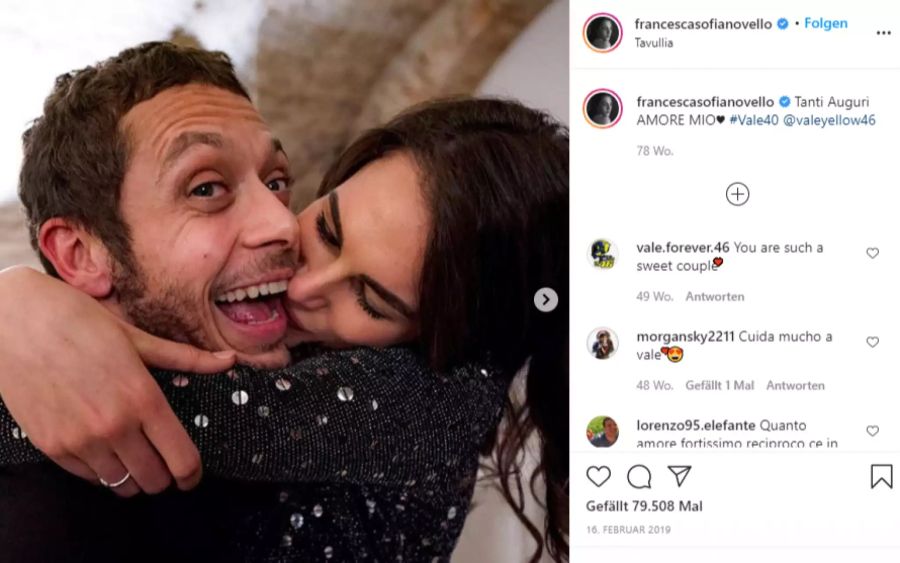 Valentino Rossi mit seiner Freundin Francesca Sofia Novello.