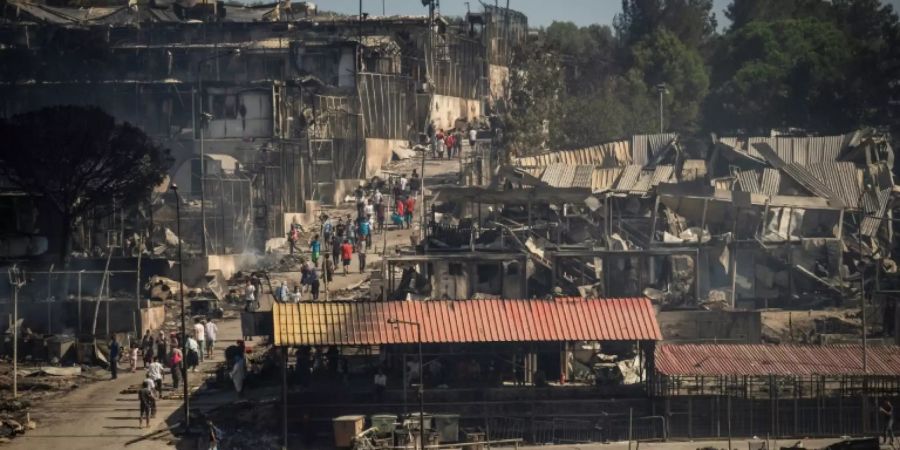 Das zerstörte Flüchtlingslager Moria