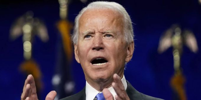 Joe Biden, demokratischer Präsidentschaftskandidat, spricht während des Parteitages der US-Demokraten. Foto: Andrew Harnik/AP/dpa Joe Biden
