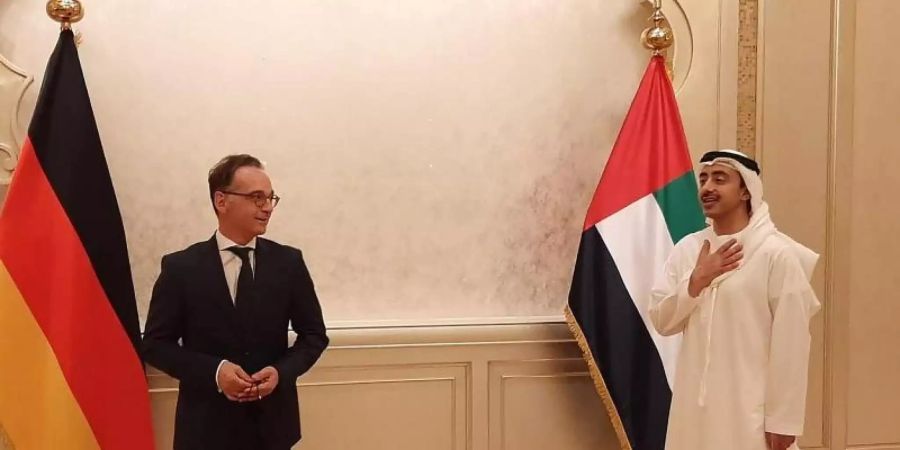 Heiko Maas (l), Bundesaussenminister, trifft Abdullah bin Said Al Nahjan, Aussenminister der Vereinigten Arabischen Emirate. Foto: --/Auswärtiges Amt/dpa