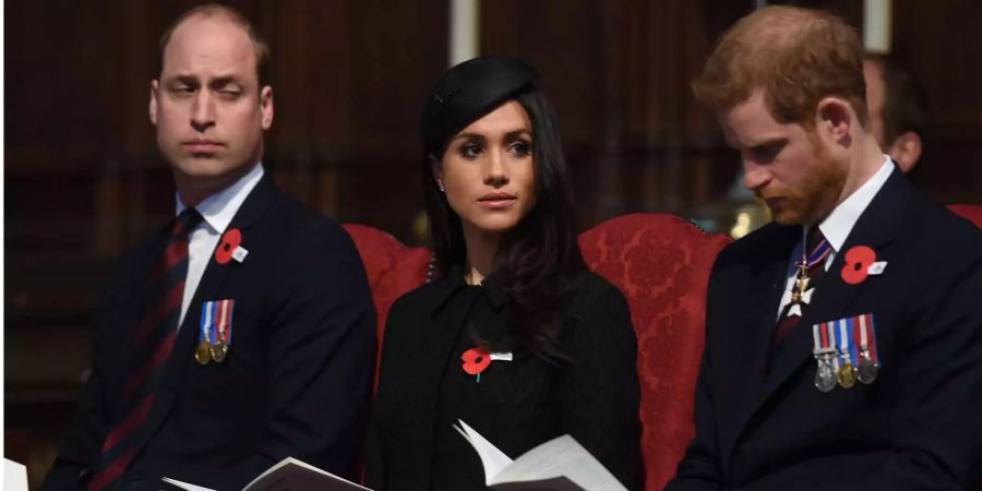 Prinz William neben Meghan Markle und Bruder Prinz Harry.