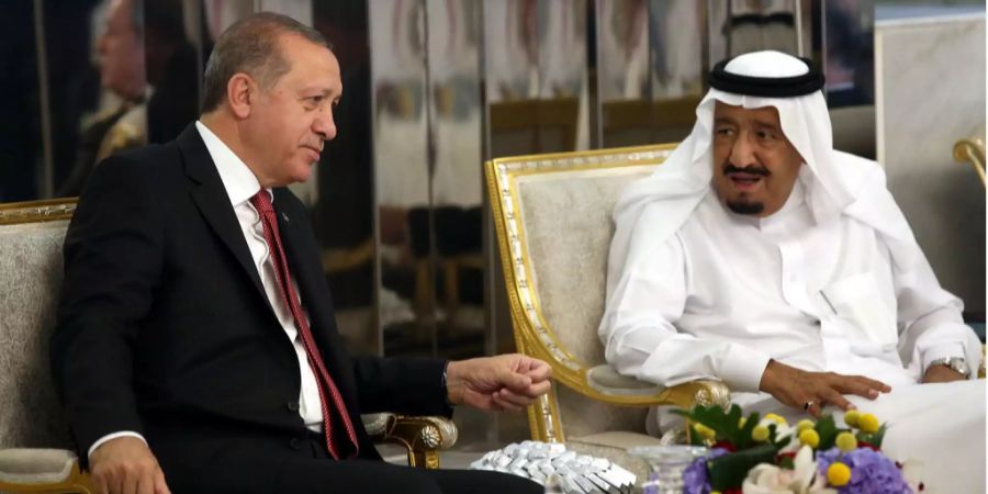 Der türkische Präsident Recep Tayyip Erdogan und der König Saudi-Arabiens Salman bei einem Treffen. (Archivbild)