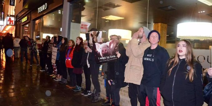 Gegen Fleischkonsum - Protestierende Veganer stürmen Steakhouse