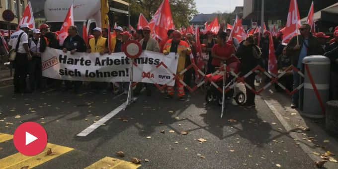 Unia-Demo in Olten - Bauarbeiter fordern mehr Lohn