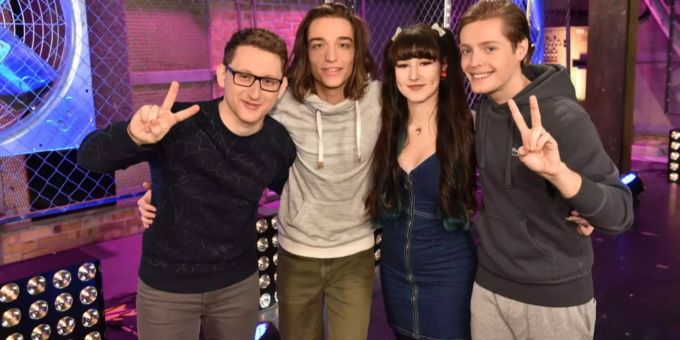 Einer von Ihnen wird «The Voice of Germany 2018»: Samuel Rösch, Eros Atomus Isler, Jessica Schaffler oder Benjamin Dolic (v.l.)
