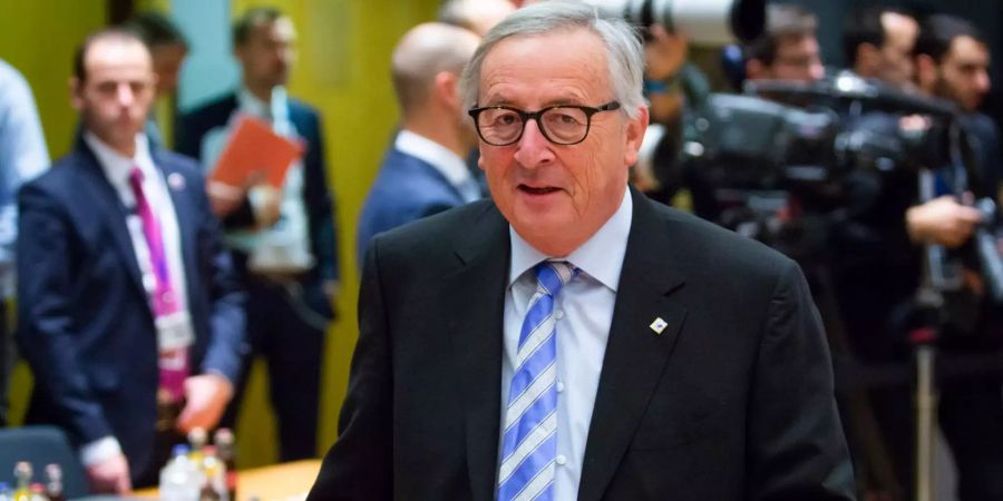 Belgien, Brüssel: Jean-Claude Juncker, Präsident der Europäischen Kommission, nimmt am EU-Gipfel teil.