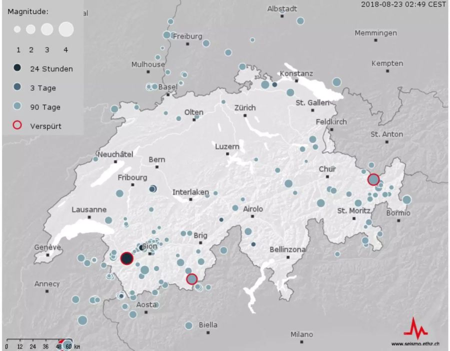 Bei Saxon im Wallis hat in der Nacht auf heute die Erde gebebt.