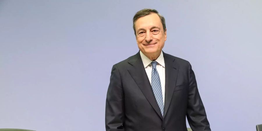 Mario Draghi, Chef der europäischen Notenbank an der Zinssitzung in Frankfurt