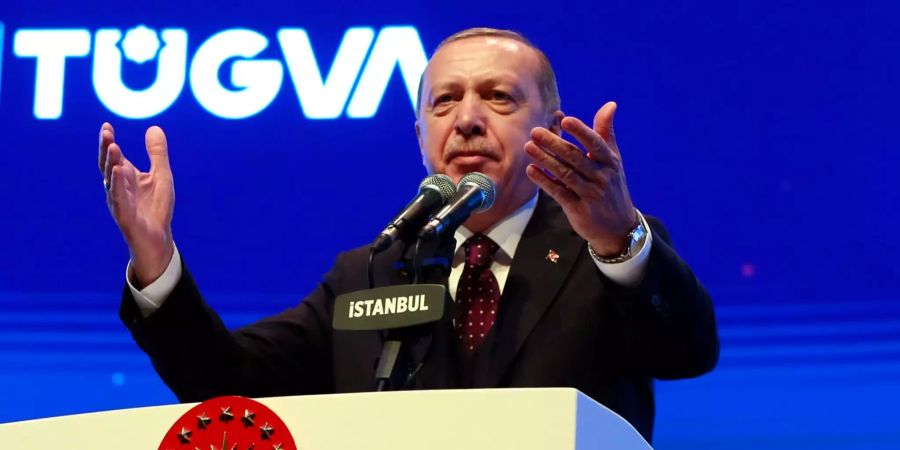 Recep Tayyip Erdogan hält eine Rede in Istanbul.