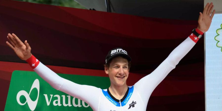 Stefan Küng nach dem Gewinn der neunten Etappe der diesjährigen Tour de Suisse.