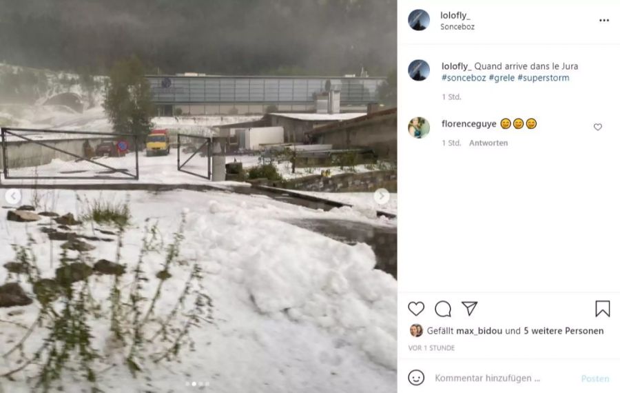 Schnee im Berner Jura? Nein das ist lediglich Hagel!