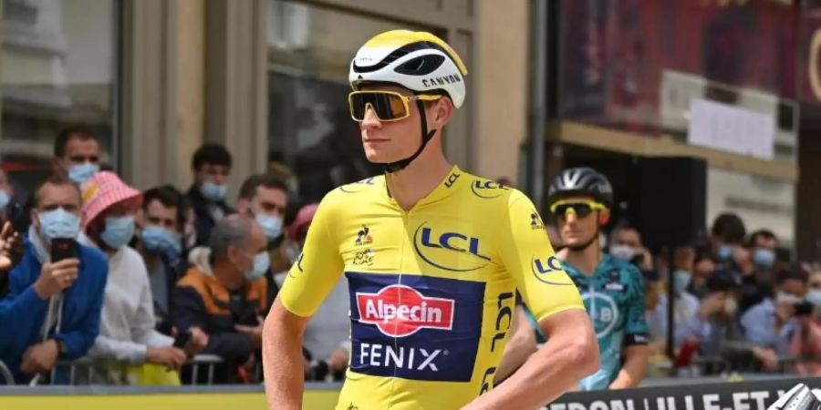 Der Niederländer Mathieu van der Poel wird beim Einzelzeitfahren der 5. Etappe das Gelbe Trikot wohl abgeben müssen. Foto: David Stockman/BELGA/dpa