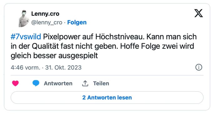 Der User Lenny Cro beschwert sich auf X über die Streamingqualität der Show. 7 vs wild