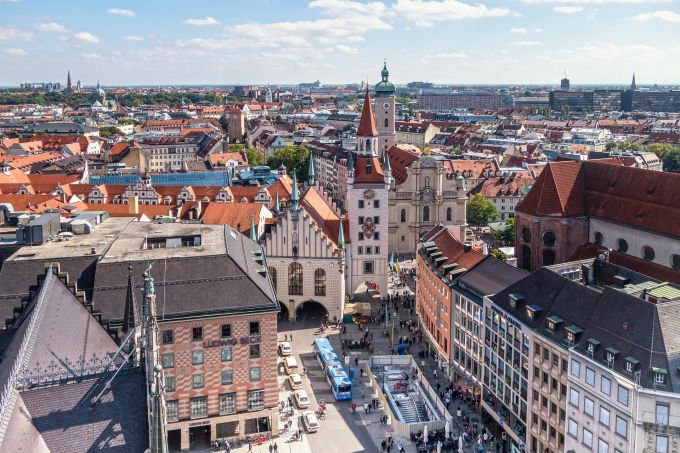 Blick auf München und seinen Marienplatz. München