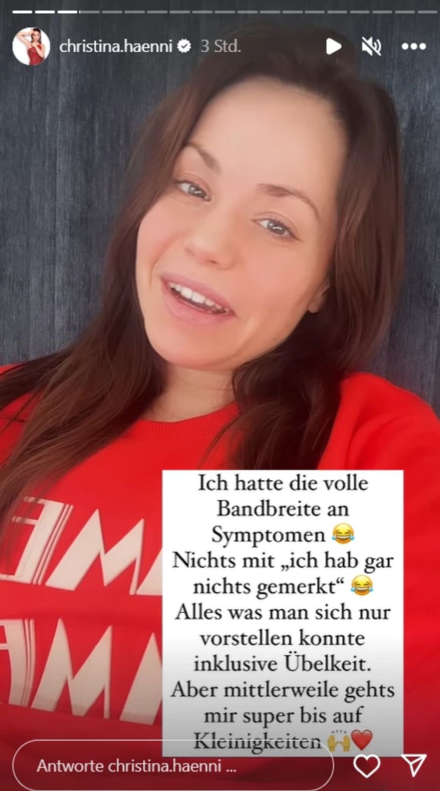 Christina Hänni wurde in ihrer Schwangerschaft nicht von Symptomen verschont.