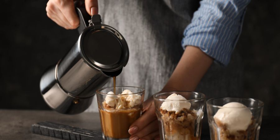 Affogato Gläser Kaffee Eis