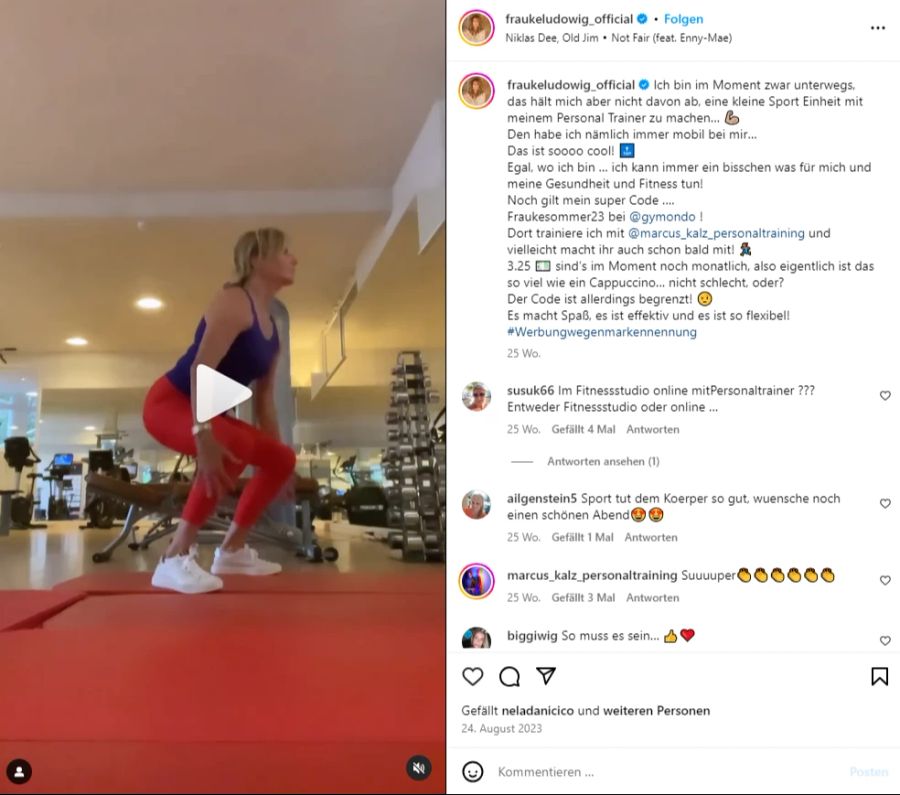 Frauke Ludowig hält sich fit.