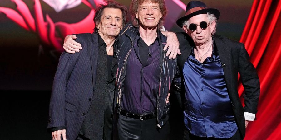 Ronnie Wood (l-r), Mick Jagger und Keith Richards von den Rolling Stones.