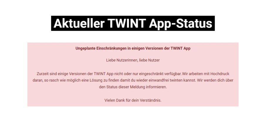 Twint Störung