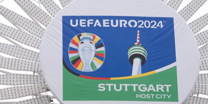 Das Logo der Spielstadt Stuttgart mit dem EM-Logo für die Fussball Europameisterschaft 2024. Das Logo der Spielstadt Stuttgart mit dem EM-Logo für die Fussball Europameisterschaft 2024.
