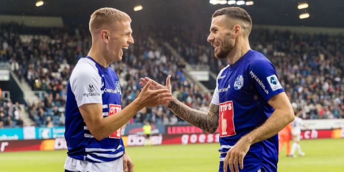 Die Joker Nikola Cumic (l.) und Dejan Sorgic (r.) sorgen beim FC Luzern für die Entscheidung. Fc Luzern