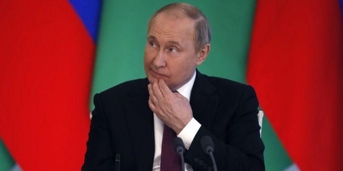 Der russische Präsident Wladimir Putin während einer Pressekonferenz in Moskau, Russland, am 10. Juni 2022. Wladimir Putin