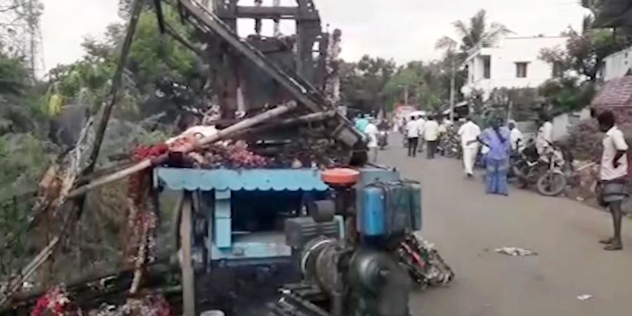 Dieses Videobild zeigt den Wagen nach dem Stromschlag.