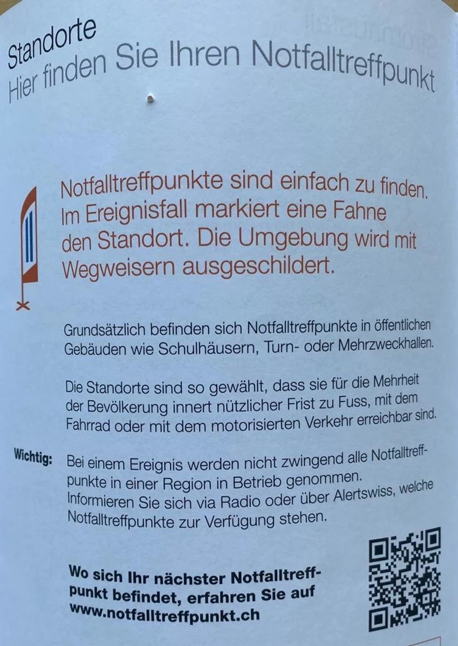 Die nächsten Notfalltreffpunkte sind ebenfalls in der Broschüre zu finden.