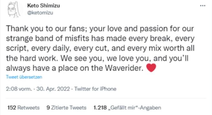 Keto Shimizus Tweet zur Absetzung der Serie «DC's Legends of Tomorrow». batwoman