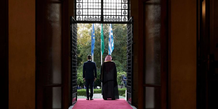 Der saudi-arabische Kronprinz Mohammed bin Salman und der griechische Ministerpräsidenten Kyriakos Mitsotakis.