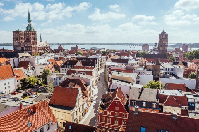 Hansestadt Stralsund in Mecklenburg-Vorpommern. Die Hansestadt Stralsund.
