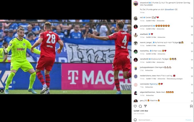 MSV Duisburg Goalie Vincent Müller trifft gegen Meppen spektakulär