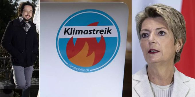 Mit Ermächtigung von Bundesrätin Karin Keller-Sutter wurden Laptops und Handys von Klimaaktivisten, wie Kelmy M. (links), beschlagnahmt. Eine darauffolgende Einladung zum Gespräch seitens Kelmy lehnte Keller-Sutter aber ab. Klimastreik Karin Keller-Sutter