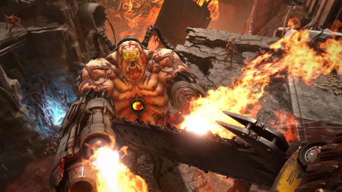 Keine Munition? Zur Not greift der Doom Slayer zu Kettensäge und Flammenwerfer. Doom Eternal
