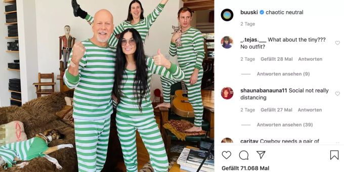 Dieses Foto veröffentlicht Tallulah Willis, Tochter von Bruce Willis und Demi Moore, auf Instagram. Bruce Willis