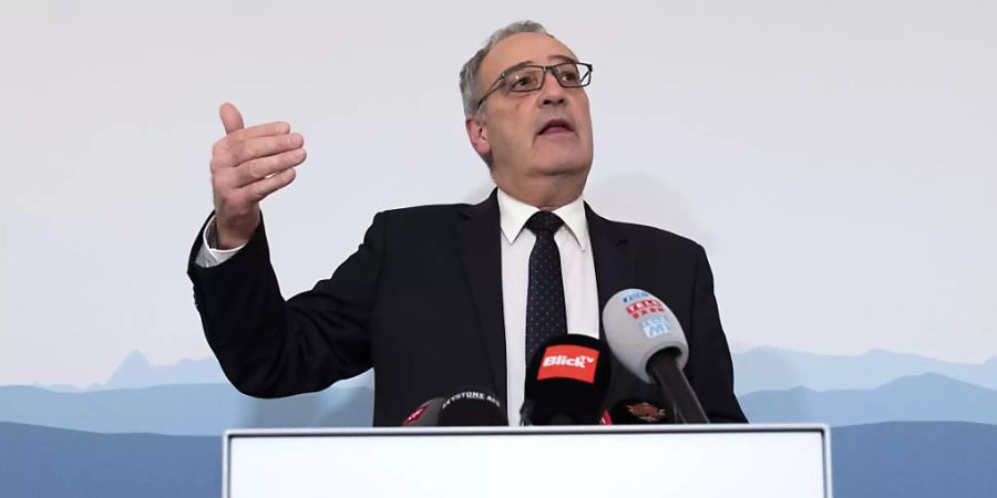 Wirtschaftsminister Guy Parmelin am Donnerstag nach dem runden Tisch mit Sozialpartnern zum Thema Coronavirus.