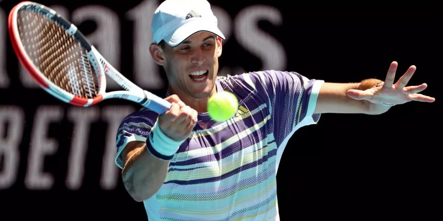 Dominic Thiem im Einsatz gegen Adrian Mannarino an den Australian Open 2020.