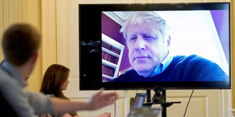 Johnson während einer Videokonferenz am 28. März